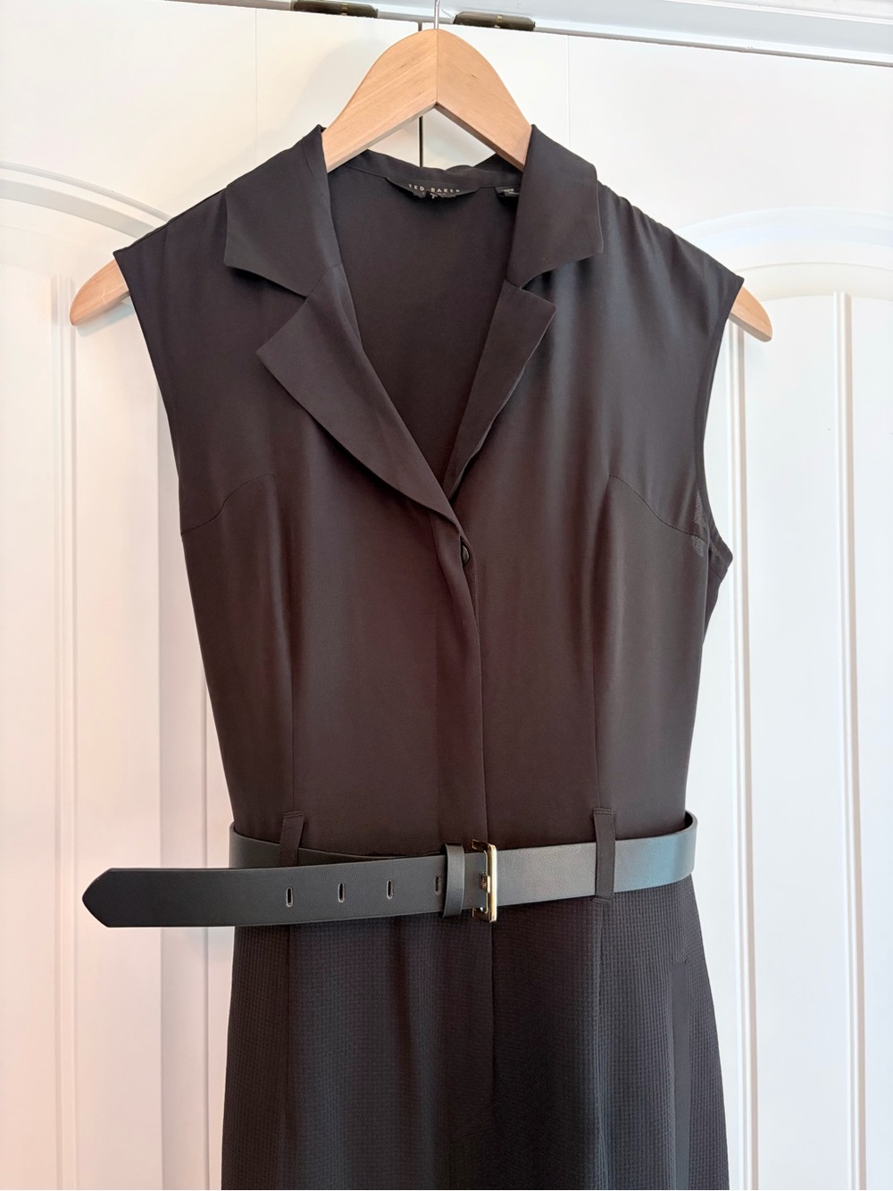 Ted Baker Natoly Women's Black Belted Jumpsuit Sleeveless Elegant Sz 1 US Sz XS - Picture 2 of 11